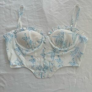 Cider Floral Ruffle Corset Crop Top Tank